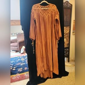 Boho Burnt Orange Zaful Maxi Dress, Large